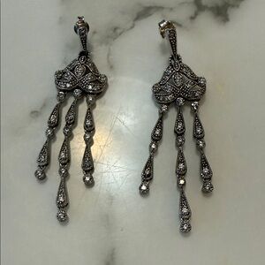 Joseph Esposito vintage Sterling silver and CZ drop earrings